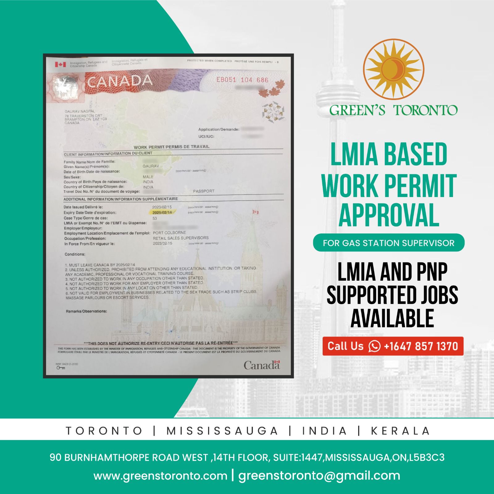 LMIA based work permit